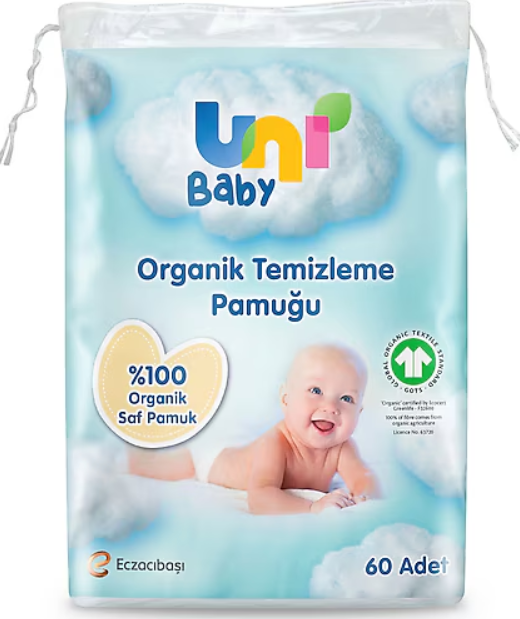 Uni Baby Organik Temizleme Pamuğu 60'lı